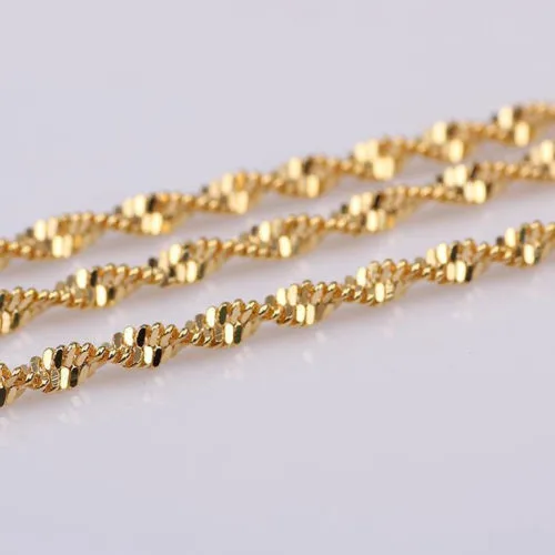 

3pcs/lots Real Gold Filled Twisted Magic Chain Necklace Wholesale 45cm*2mm