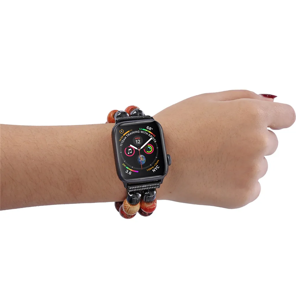 Для Apple Watch Band Series 5 4 3 2 1 38 мм 42 мм 40 мм 44 мм Модный Роскошный Тонкий вышитый бисером женский ремешок из нержавеющей стали