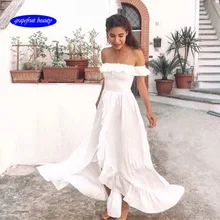 2019 Summer New Off Shoulder Sexy Flowing Ruffled Fairy Dress Strapless Irregular Long Beach Dress su226 burgundy sexy off shoulder irregular hem dress