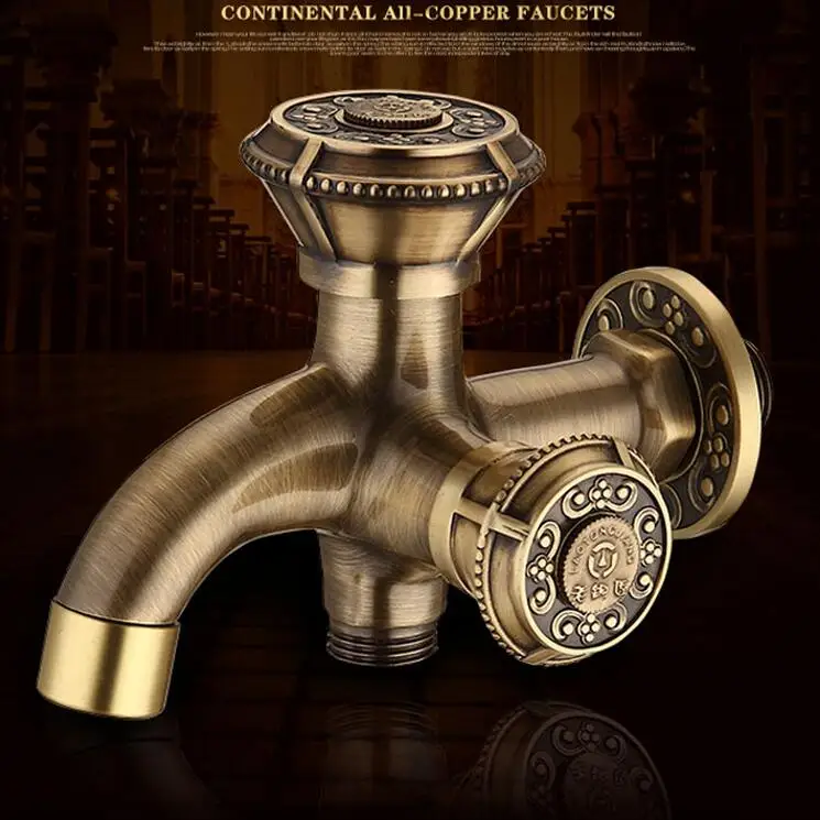 2016 New Style Anti bronze Bibcock Faucet Brass Wall mounted double using Bathroom Washing Machine faucet