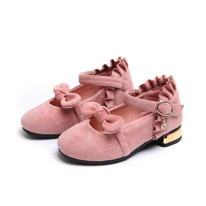 

2018 Hot sale children princess shoes girls party bow shoes Solid color high-heeled comfort fashion shoes for kids size 26-30