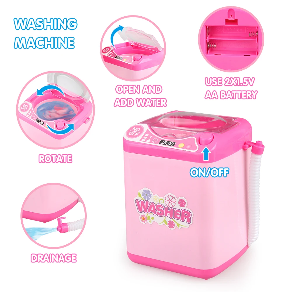 Мини кухонные игрушки стиральная машина игрушечная лампа-вверх и звук пластик моделирование бытовая техника дети девочки ролевые игры