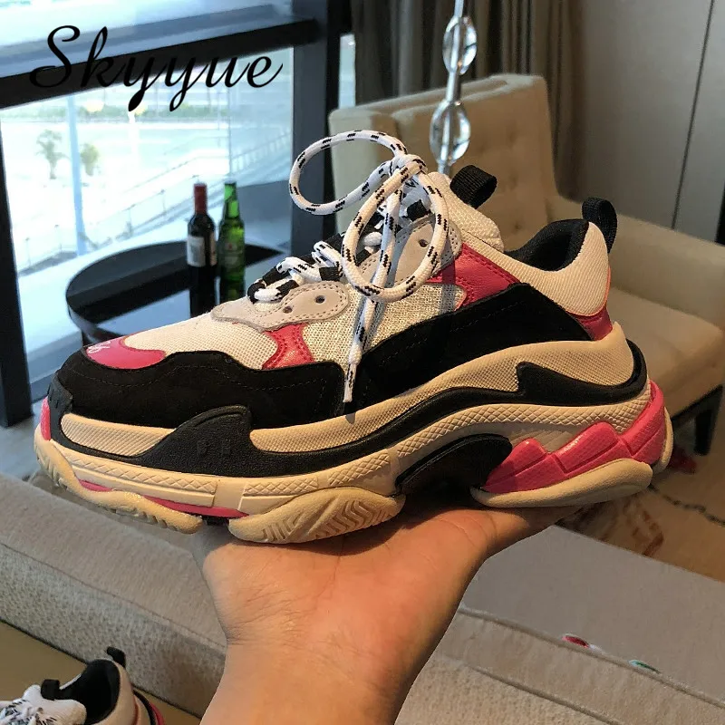 

New Arrivals Shoes Woman Lace Up Casual Flats Woman Sneakers Designer Woman Platform Flats Tide Street Style Shoes