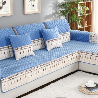 Европейская плюшевая диванная подушка, зимняя Нескользящая подушка, простая современная диванная подушка для дивана - Цвет: D