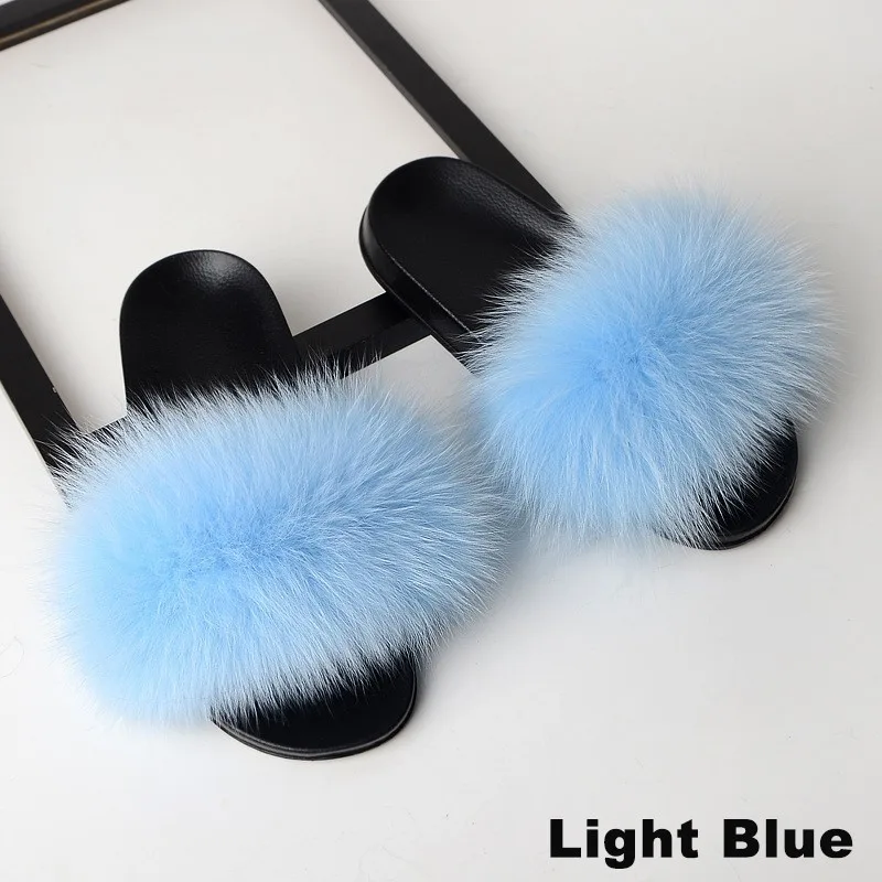 

Fox Europe Station One The Word Drag Autumn And Winter Leather And Fur Baby Slipper Coat One Flat Bottom Home Furnishing Shoe