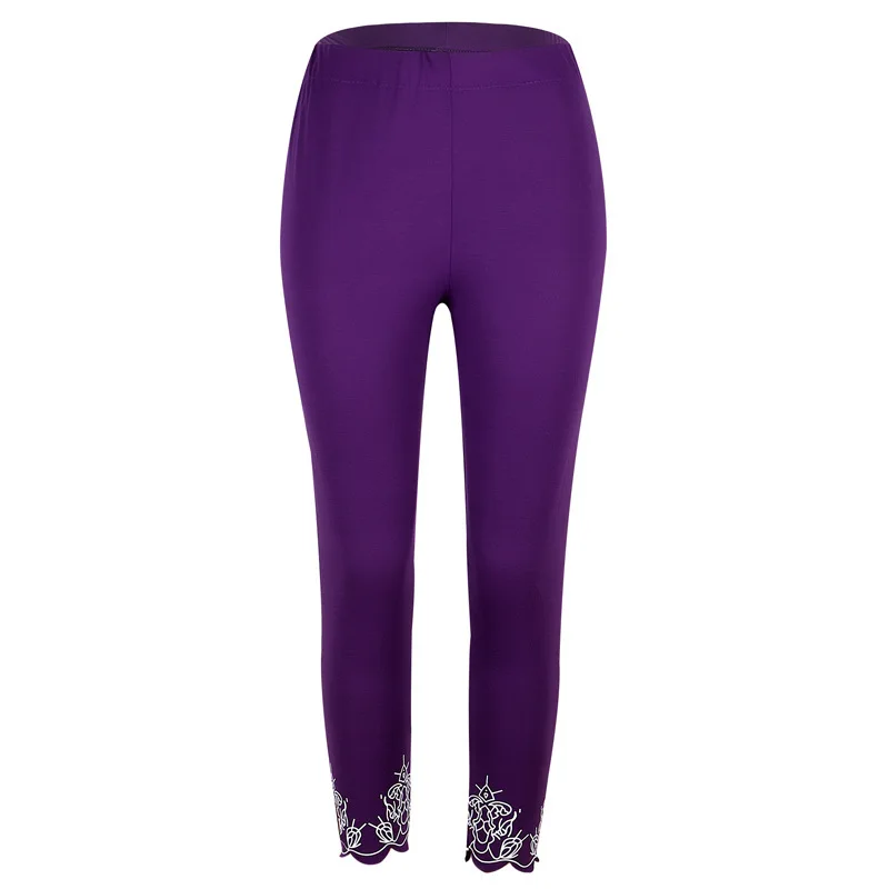 Тонкие женские повседневные леггинсы с принтом, бесшовные хлопковые летние штаны Harajuku Pantalon Femme Grande Taille размера плюс Ez - Цвет: purple
