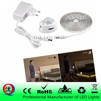 

1m 2m 3m 4m 5m DC 12V LED Strip Light With Motion Sensor 110V 220V Input Power Supply For Bedroom Closet Wardrobe Lighting