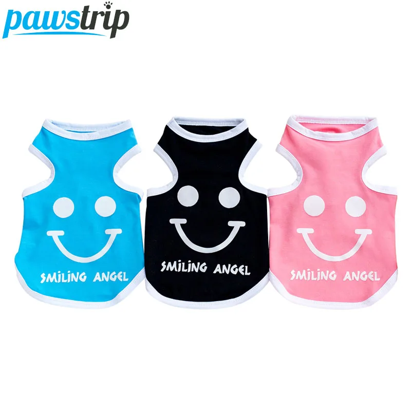 

pawstrip 5 Colors Cute Smiling Pet Dog Vest Shirt Summer Dog Clothes Chihuahua Yorkie Puppy T Shirts S-XXL