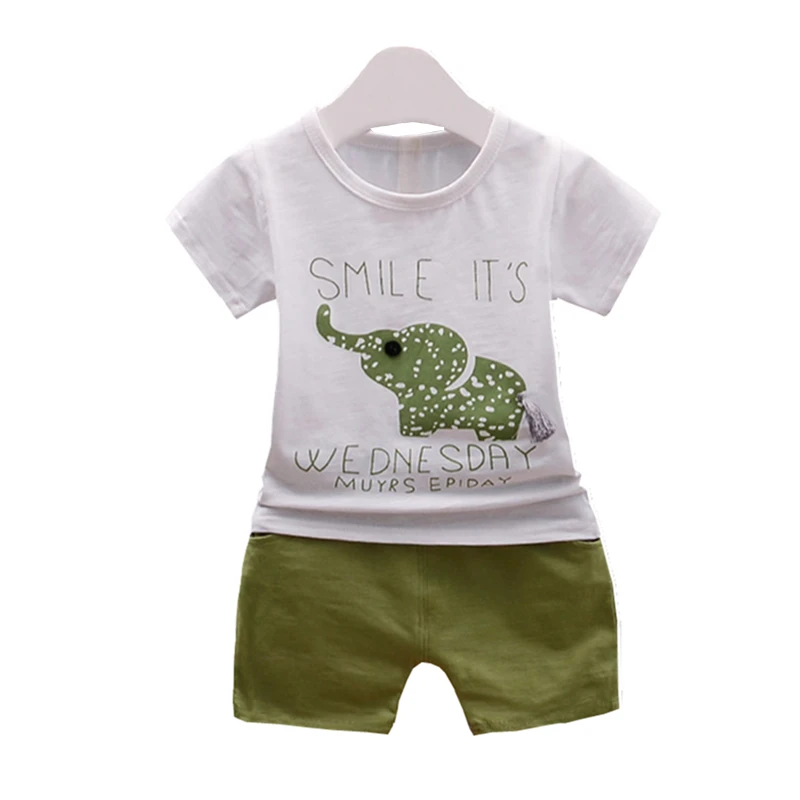 

Chldren Boy Girl Fashion Clothes Baby T-shirt Short Pants 2Pcs/Sets Summer Infants Cartoon Elephant Tracksuit Kids Clothing Sets