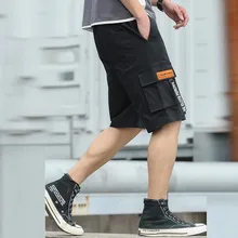 Мужские шорты Карго Harajuku плюс размер мужские повседневные шорты хип хоп шорты мужские модные удобные японские короткие брюки T604