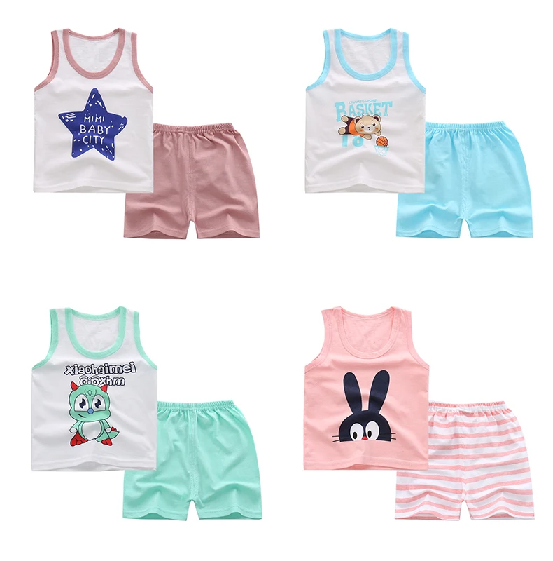 Unini Юн одежда для маленьких мальчиков и девочек комплект Детская жилетка + штаны детская одежда с героями мультфильмов Повседневные