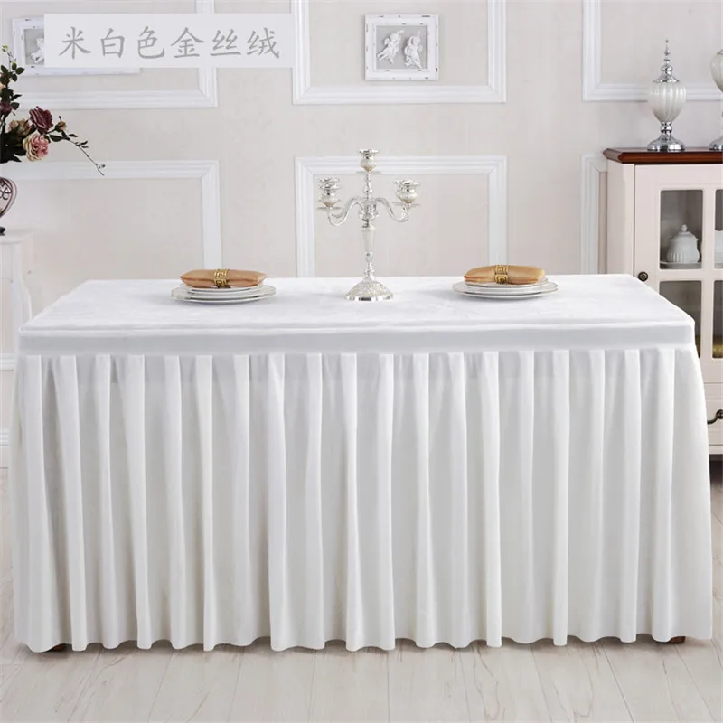 White Flannel Rectangular Table Skirt Soft Velvet Fabric Table Skirting