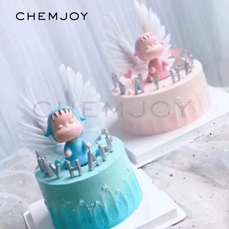 

Baby Shower Cake Toppers Cute Doll Angel Wings Birthday Cake Decor Gender Reveal Party Baby Girl Boy 1st Birthday Decoration