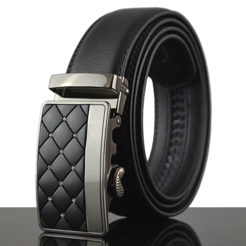 

leather belt men luxury brand 140 cm black belt with buckle men cowhide automatic ratchet belt ceinture homme luxe marque