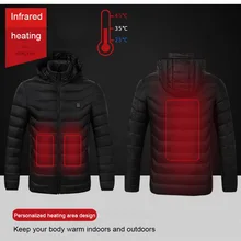 Зимние теплые походные куртки с USB подогревом для мужчин и женщин, умный термостат, одежда с капюшоном, водонепроницаемая ветровка, Мужская черная флисовая одежда