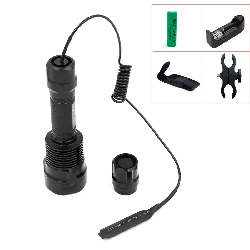 

C12 LED Flashlight 18650 Torch Waterproof Led light Cree XM-L2 U3-1A with 18650 battery/Remote switch/Holster/Charger/Gun Mount
