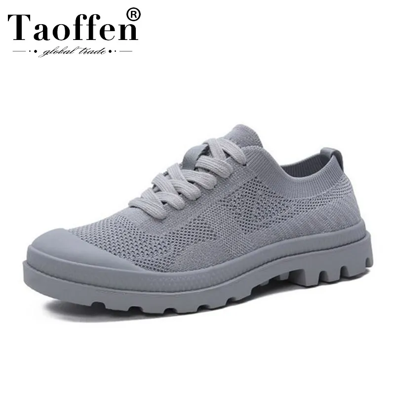 

Taoffen Mesh Breathable Sneakers Women Soft Daily Vulcanized Shoes Lace Up Round Toe Comfortable White Casual Shoes Size 35-40