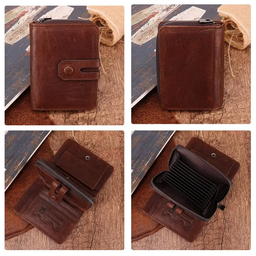 JOYIR мужской кошелек для кредитных карт винтажный кошелек на молнии и пряжке RFID кошелек из натуральной кожи мужской кошелек для монет дорожный кошелек для мужчин