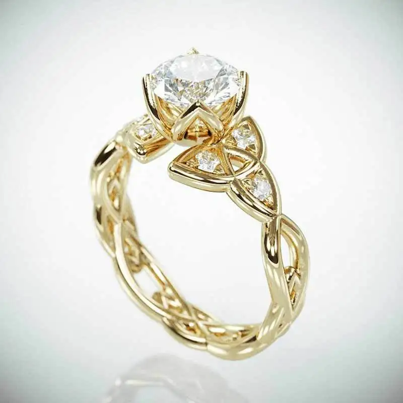 

Stylish Personality Hollow Zircon Rings Plated Rose Gold Color Delicate Engagement Rings for Women Accessories Couple Jewelry