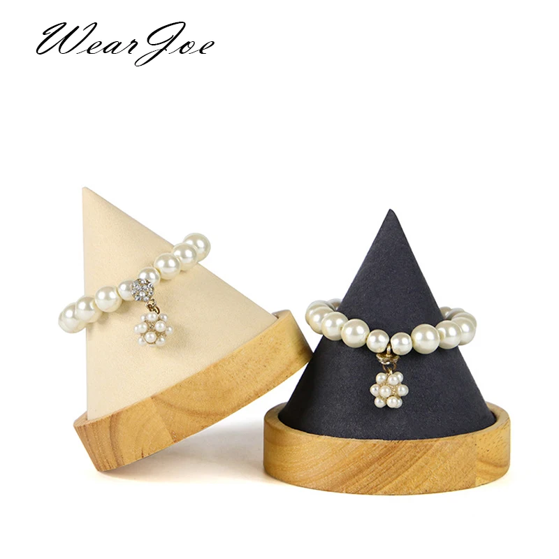 

Solid Wooden Ring Cone Stand Organizer Bracelet Bangle Anklet Storage Holder Pendant Pearl Necklace Chain Jewelry Display Shelf