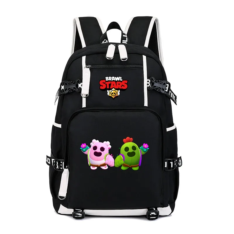 

2019 New Game Spike Backpack Cosplay Brawl Stars Pink Spike School Bag Bookbag Black Kids Teens Shoulder Travel Bag 17 inch Gift