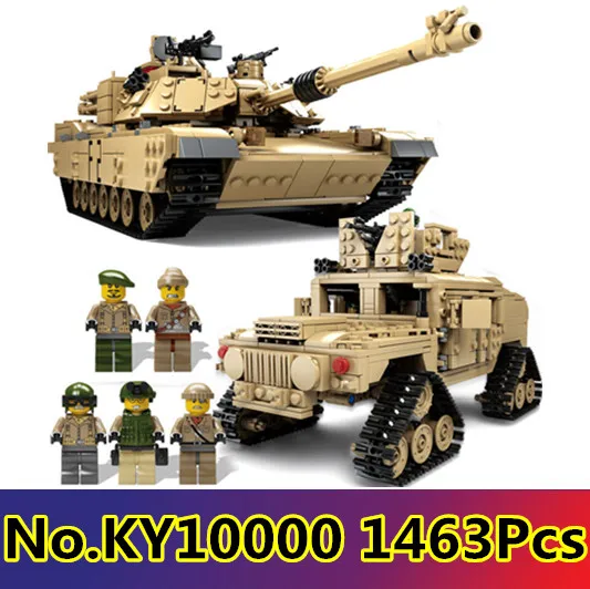 

Kazi Military M1A2 Tank Collection Series Trans Toys 1:28 ABRAMS MBT HUMMER Model Building kits Blocks compatible with lego