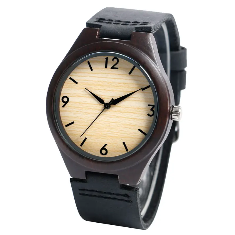 YISUYA Mens Wooden Wrist Watch Novel Bamboo Wood Creative Watches Black Genuine Leather Band Strap Quartz Males Watch relogio (6)