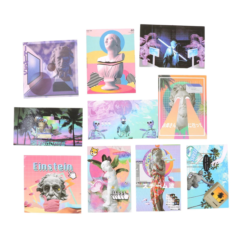 Diy 10 قطعة/الوحدة دفتر عربة حالة شارات pvc ملصقات vaporwave نيوتن سكيت الظهر الجدول النمط الإبداعي ملصق