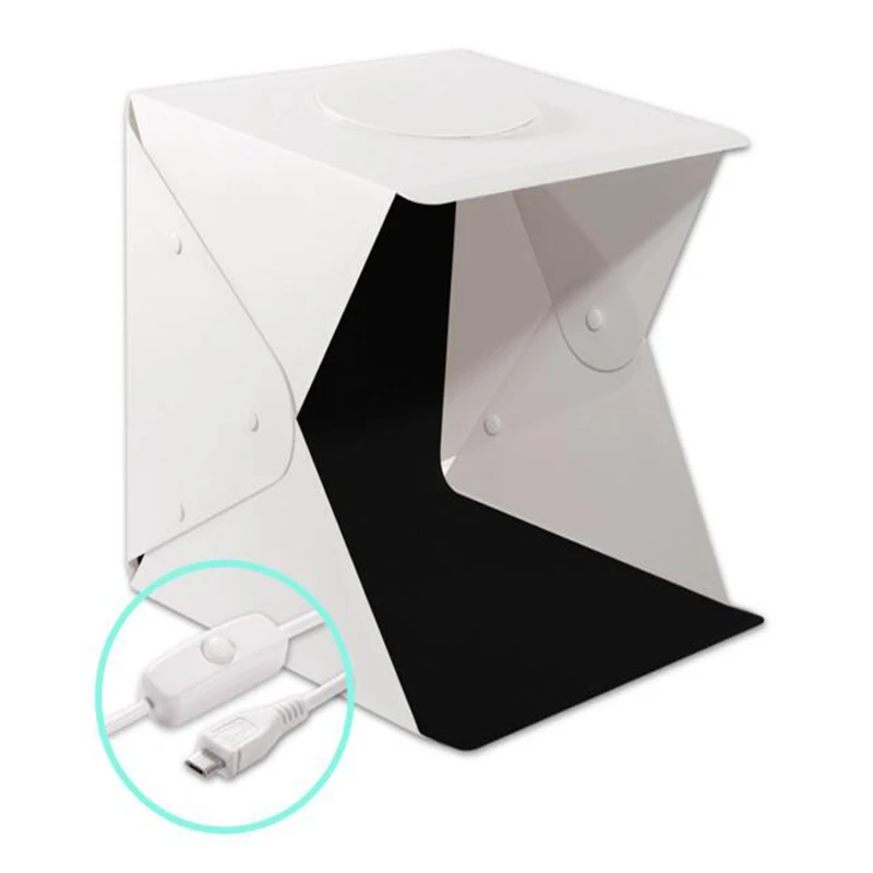 Mini Folding Desktop Stutio LED Light Softbox Portable Photography Soft box 4 color Background 23cm Button Upgrade soft box