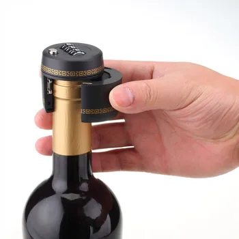 

Plastic Bottle Password Lock Combination Lock beer Wine Stopper Vacuum Plug Fechadura Picks Stoppers cerveja Bar Accessories DA