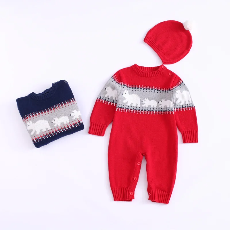 

Baby Rompers Winter Thick Climbing Clothes Newborn Boys Girls Warm Romper Knitted Sweater Christmas Deer Hooded Outwear CA3421