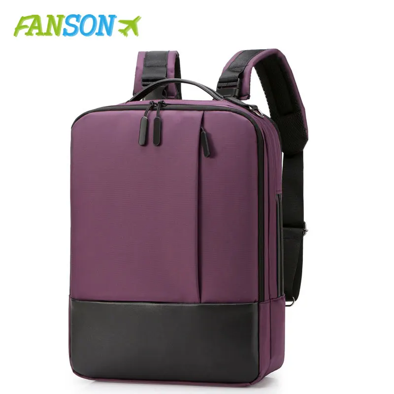 FANSON, деловой мужской рюкзак, черный, зарядка через usb, рюкзак для ноутбука с защитой от кражи, 15,6 дюймов, мужской, большой емкости, школьные сумки для колледжа - Цвет: Фиолетовый
