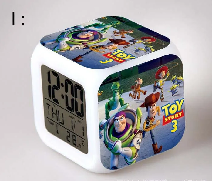 Pixar История игрушек Базз Лайтер будильник, Отображает Время Дата температура будильники для детей игрушки многофункциональные будильники - Цвет: Синий