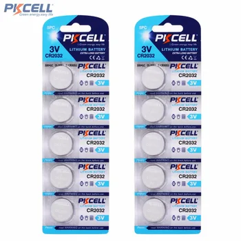 

10pcs/lot PKCELL CR2032 CR 2032 Lithium Li-ion 3V 220mAh Batteries Button Cell Coin Battery BR2032 DL2032 SB-T15 ECR2032 Bateria