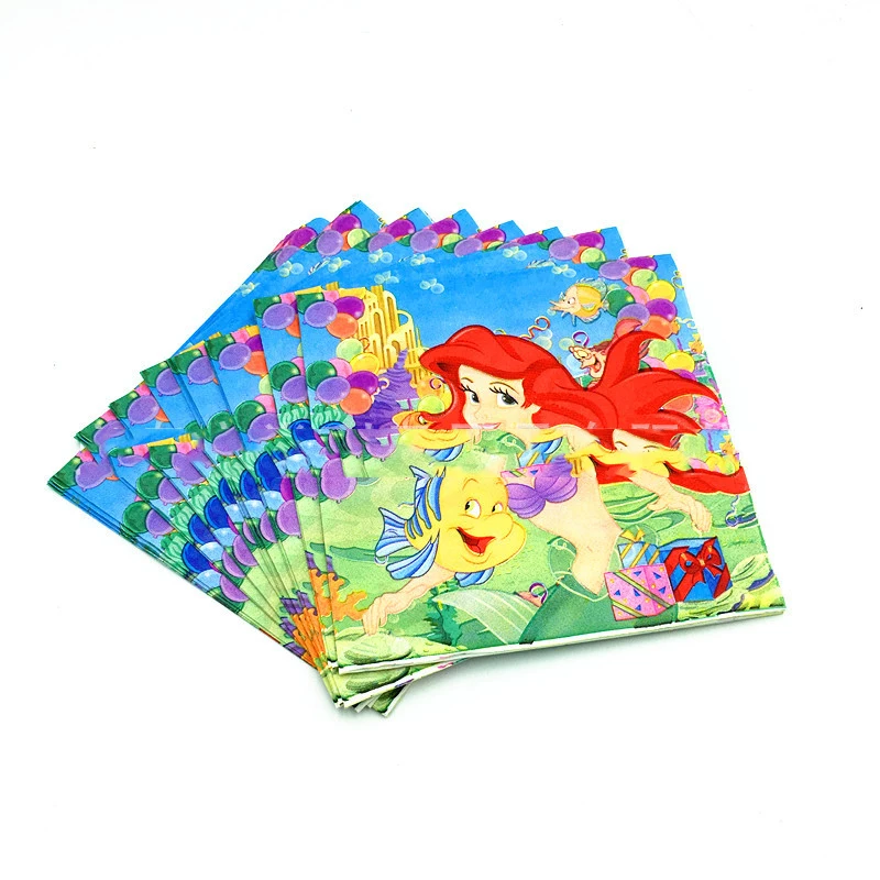 60pcs Baby Shower Girls Favors Napkins Birthday Party Cups Plates Decoration New Design Mermaid Theme Tableware Set For 20 kids