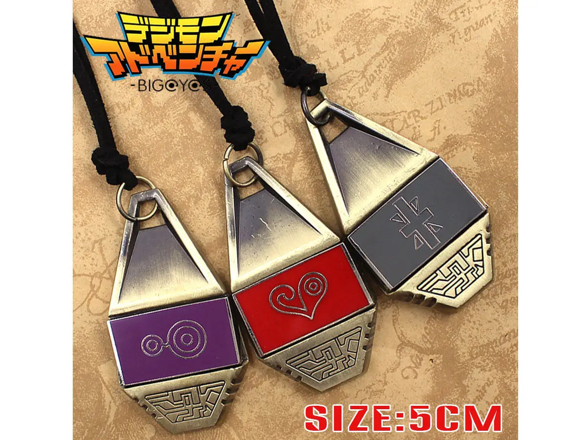 

Cartoon Digimon Adventure Digital Monster Courage/Friendship/Love/Hope Evolution Badge Magnetic Pendant Necklace Rope Gift
