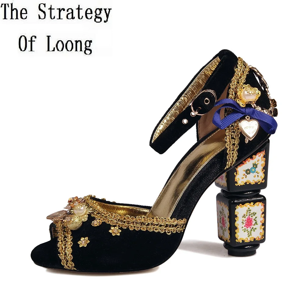 Женские босоножки с пряжкой и цветочным принтом Pleuche модные красивые летние