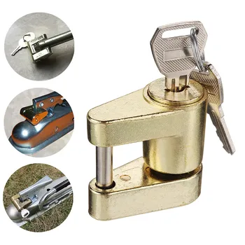 

Trailer Hitch Coupler Lock Towing Receiver Locking Truck Boat Pin Latch 2 Keys 46x23x43mm Car Anti-theft Lock Zinc Alloy+Copper