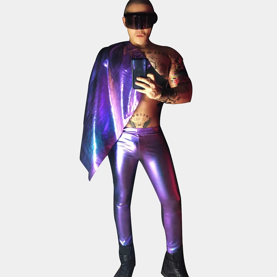 

Men Singers Male Singer Stage Costume Slim DJ DS Performances Dance outfit Nightclub Dancing Party Blue Purple Sexy Jazz Clothes