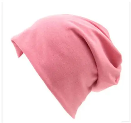 Зимние шапки, осенние шапки, 20 цветов, Женская Шапка-бини, Женская хлопковая однотонная высококачественная повседневная многофункциональная шапка Skullies - Цвет: M028 Leather Pink