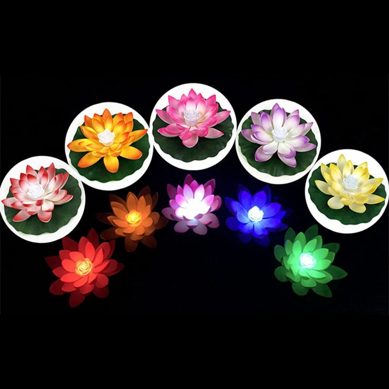 Цветок лотоса форма пруда фонарь светильник плавающий светодиодный фестиваль Открытый солнечной энергии водонепроницаемый декоративное освещение для сада лампа