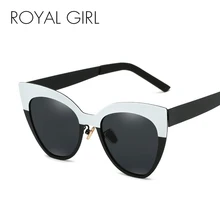 Королевские женские солнцезащитные очки кошачий глаз, фирменный дизайн, черная белая металлическая оправа, мужские градиентные очки UV400 ss691
