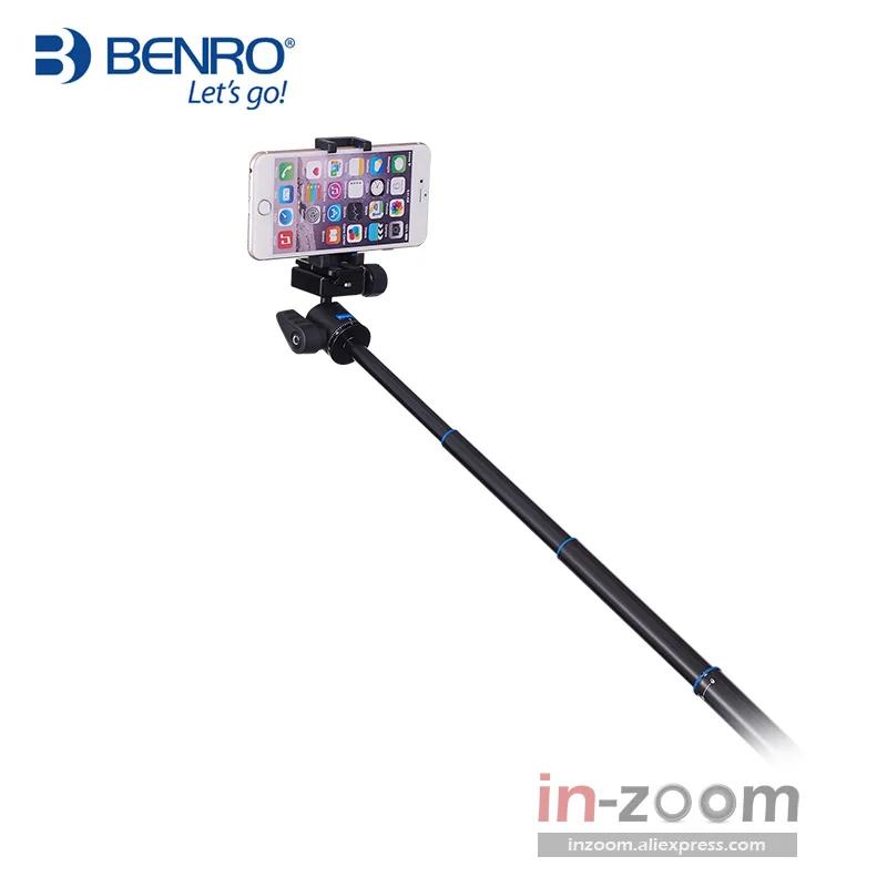 Liga de Alumínio Monopé para Smartphones Benro Tripé Coluna Central Pode Ser Selfie Vara Câmeras Mirrorless Estoque Ultramarino Is05 Kit - Image 5