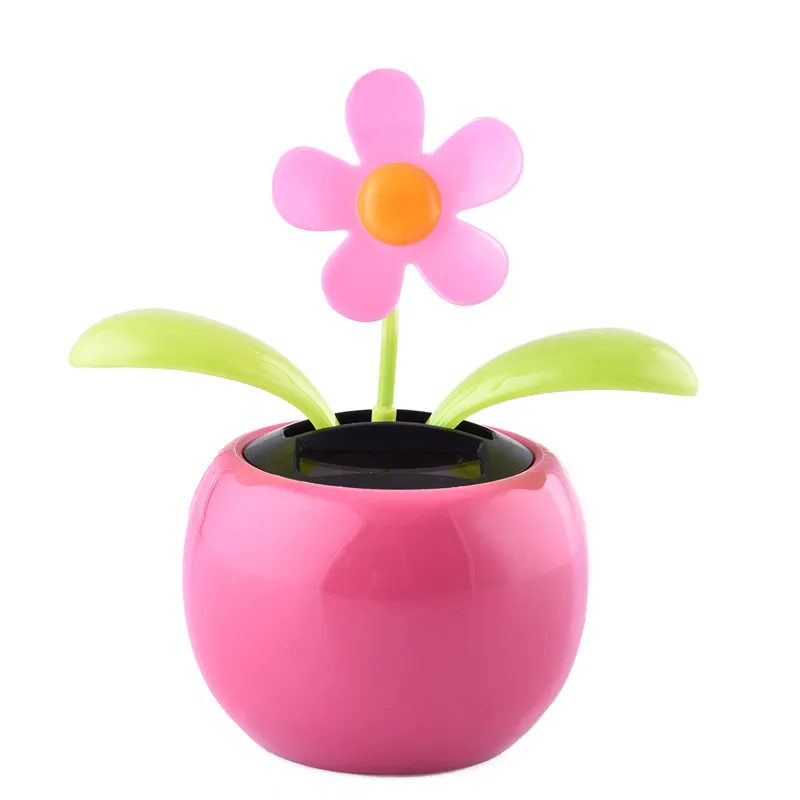 Авто солнечное украшение автомобиля мощность цветок горшок автомобиль Интерьер игрушка Подарки - Название цвета: pink