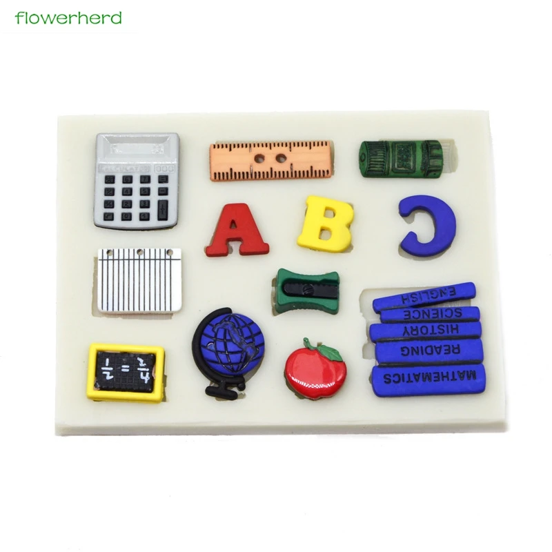

School Ruler Mould Sugarcraft Silicone Mold Fondant Mold Cake Decorating Tools Earth Apple Fruit Chocolate Gumpaste Maker