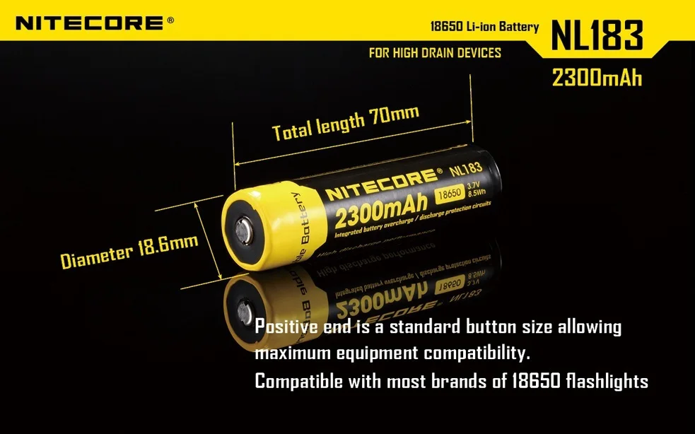 1 шт Nitecore 18650 NL183 2300mAH 3,7 v защищенная PCB литий-ионная аккумуляторная батарея