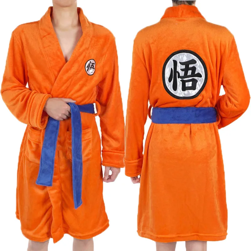 Взрослых халат Dragon Ball Косплэй сына костюм Гоку купальный халат узор плюшевый халат Для женщин Для мужчин пижамы мультфильм
