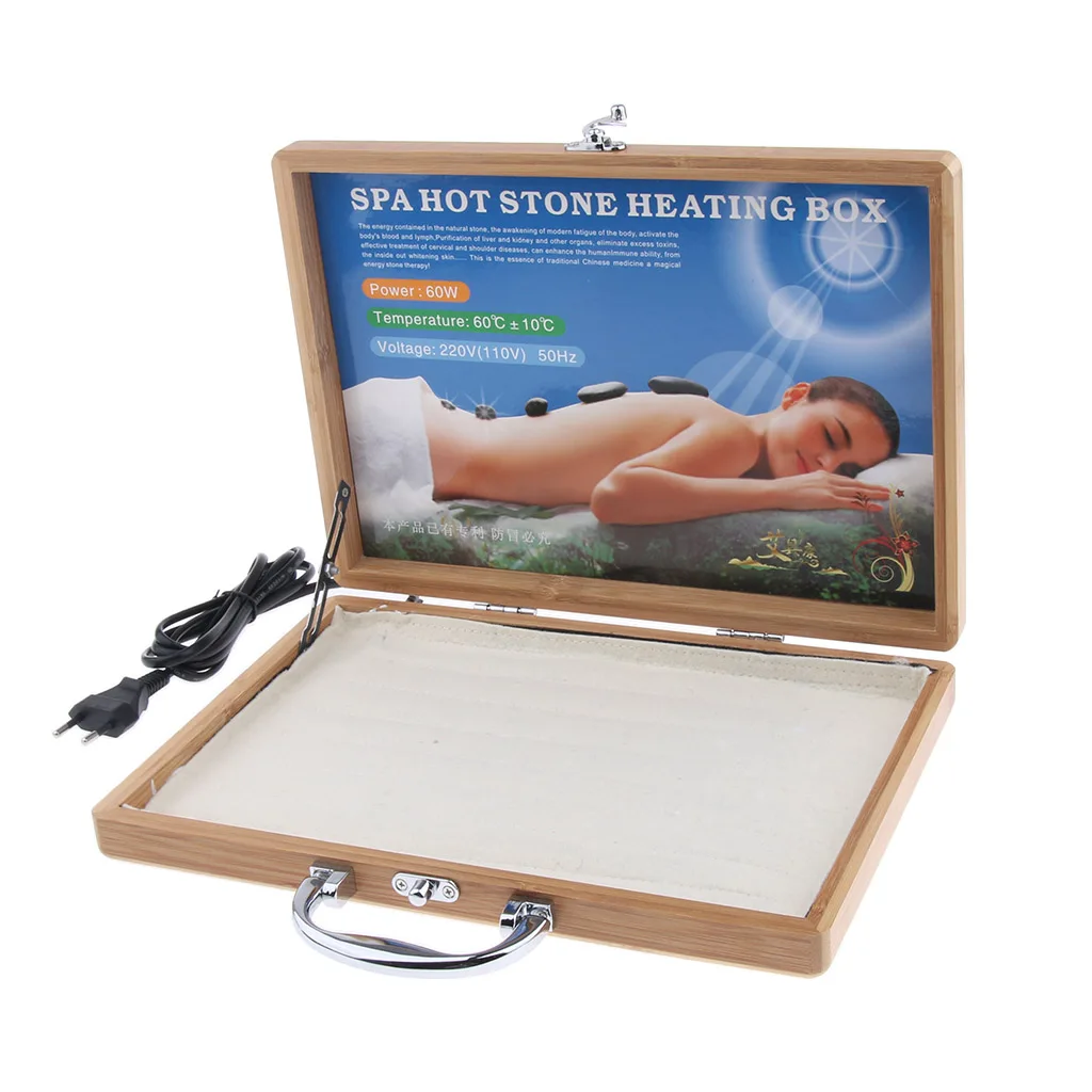 1pcs Spa Massage Hot Stone Rock Heating Box  Case Massage Stone Warmer Case Heater EU Plug