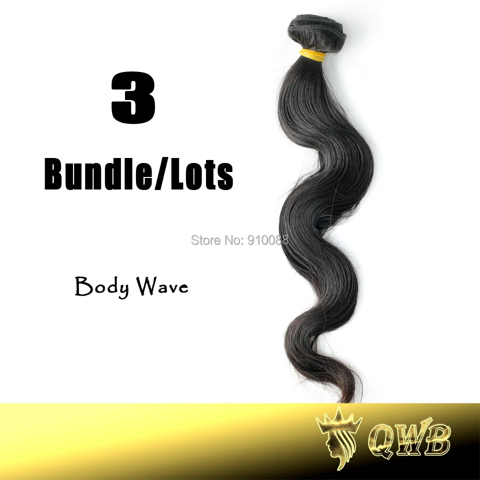 Free Shipping 12''~28'' Body Wave 3 Bundle/lots QWB Virgin Brazilian Hair Top Grade No Corn-Chip Smell
