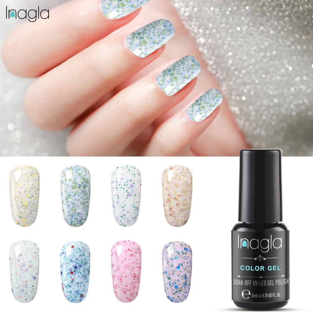 

Inagla 8ML Cheese Sand Nail Gel Polish Colorful Gel Polish UV LED Nail Varnish Soak Off Vernis Semi Permanent Gel Piant Manicure